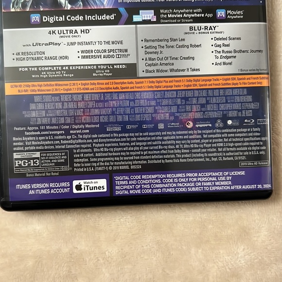 Marvel studios Avengers End Game 4K Blu-ray cinematic universe edition DVD - Picture 7 of 9